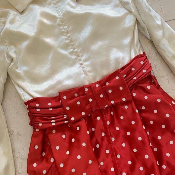 Emma Domb Cream and Red Polka Dot Vintage Dress - Picture 6 of 6